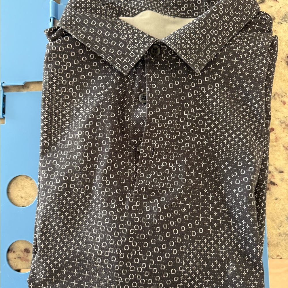 lululemon athletica Black and White Patterned Polo Shirt